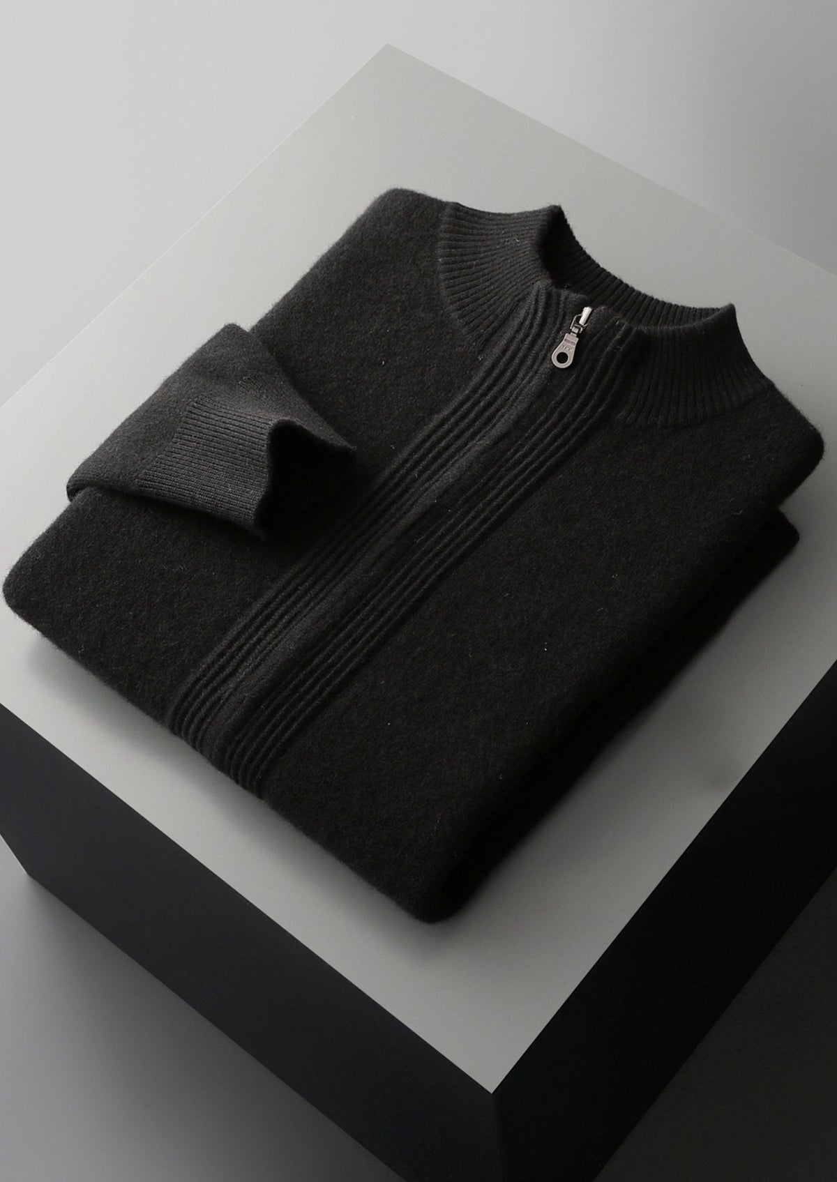 Pure Extra-Fine Merino Wool Textured Zip Cardigan, view 18