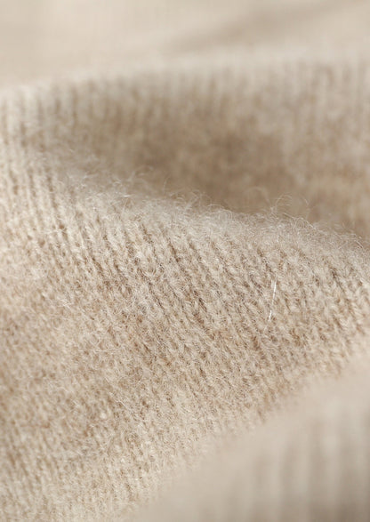 Pure Extra-Fine Merino Wool Two-Tone Funnel Neck Cardigan, view 17