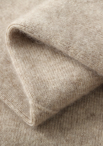 Pure Extra-Fine Merino Wool Two-Tone Funnel Neck Cardigan, view 19