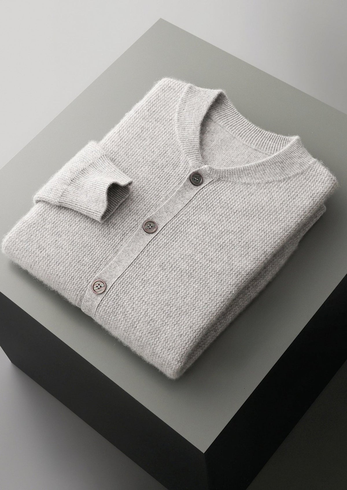 Pure Extra-Fine Merino Wool Textured Button Cardigan, view 15