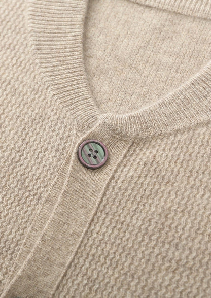Pure Extra-Fine Merino Wool Textured Button Cardigan, view 4