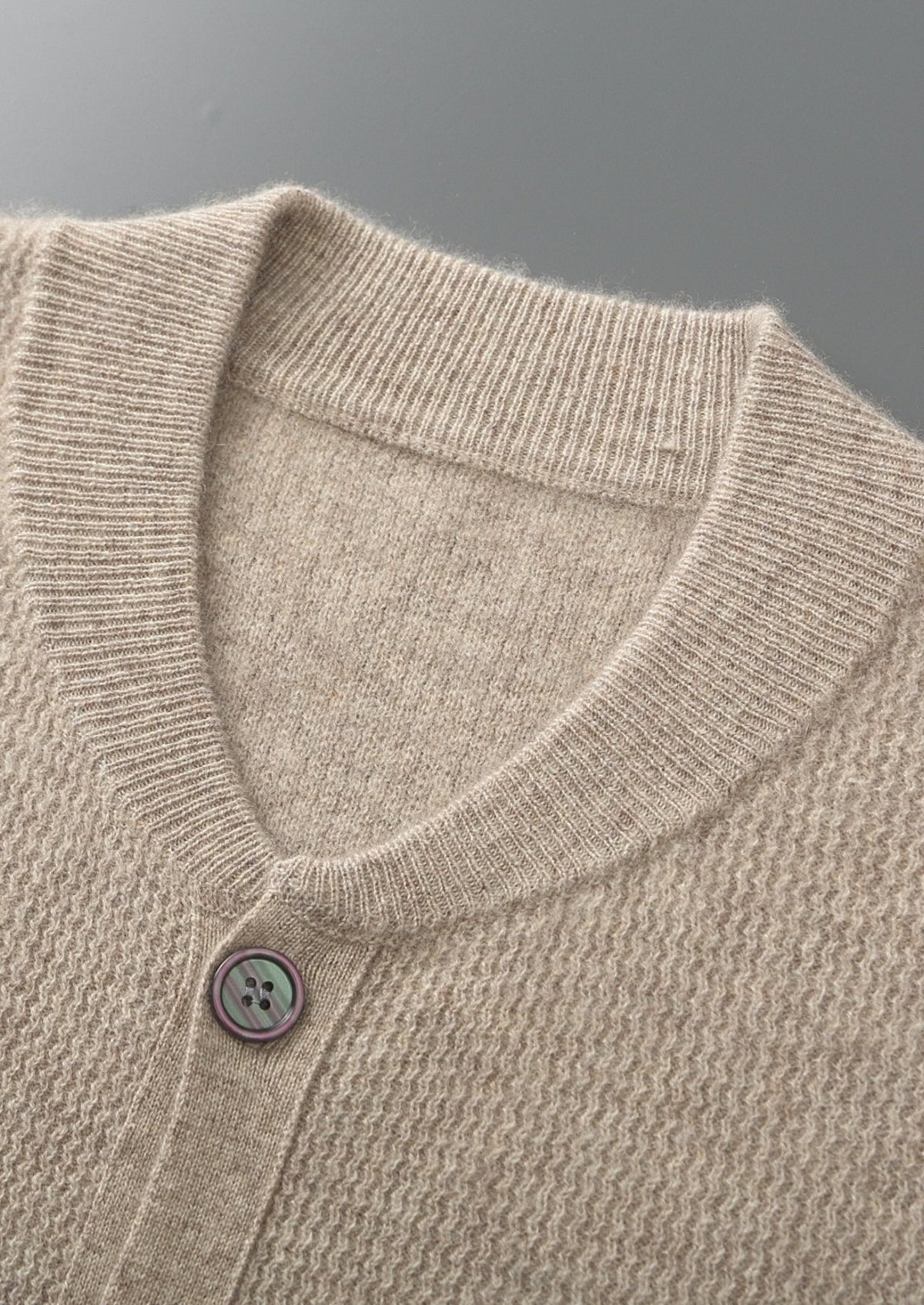 Pure Extra-Fine Merino Wool Textured Button Cardigan, view 5