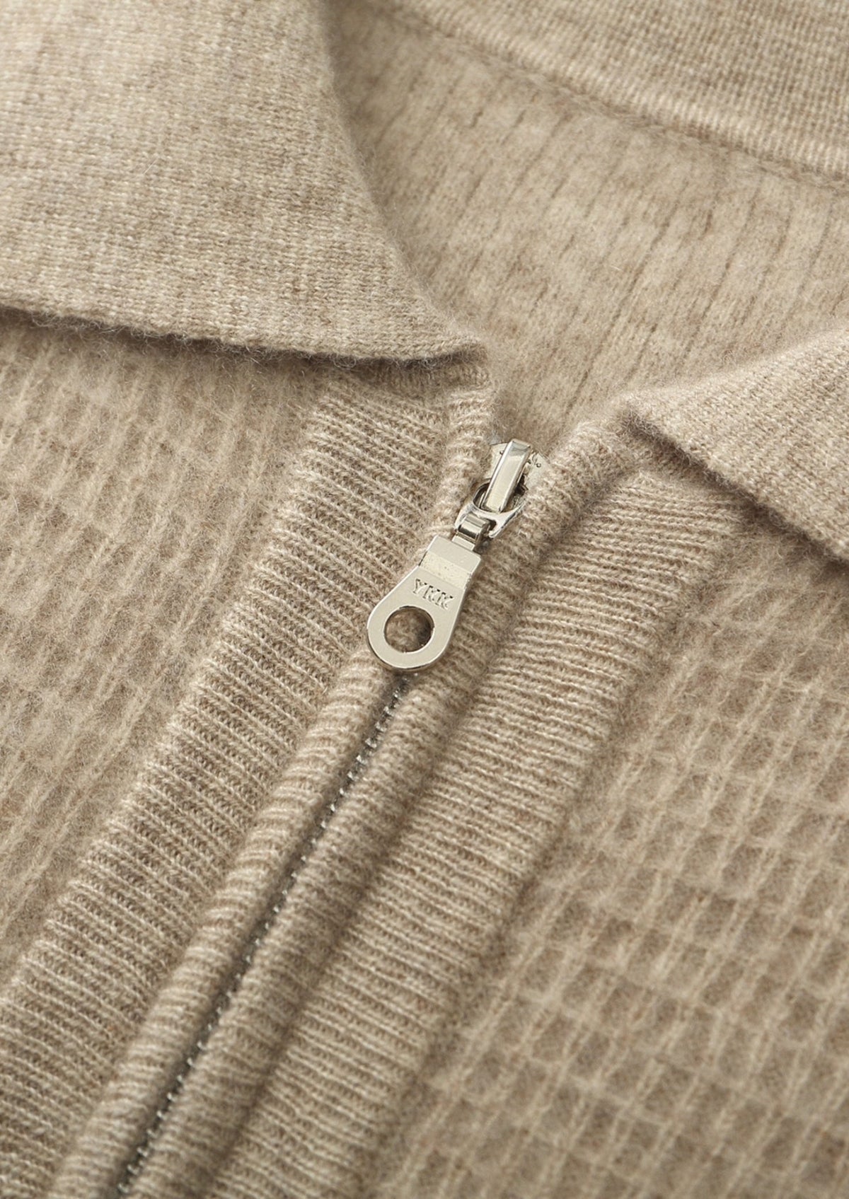 Pure Extra-Fine Merino Wool Textured Zip Polo Cardigan, view 7