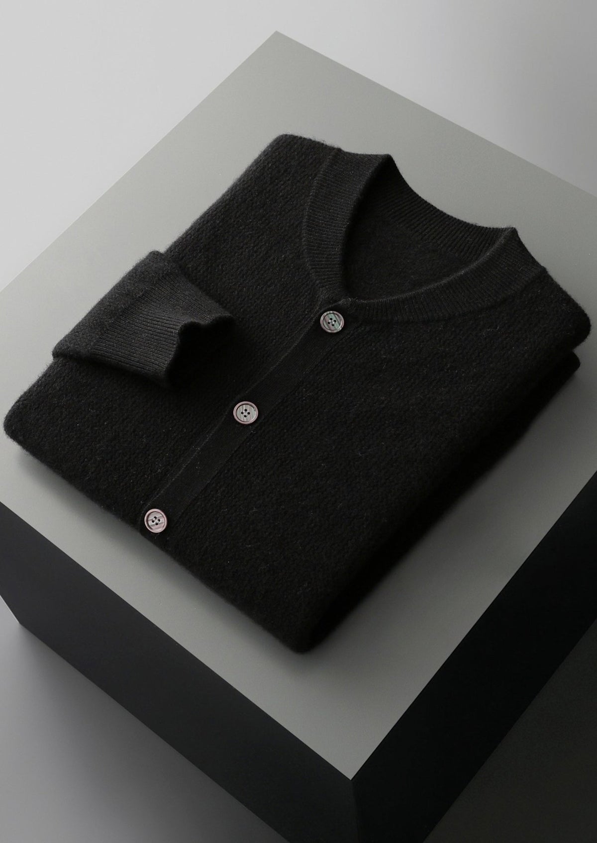 Pure Extra-Fine Merino Wool Textured Button Cardigan, view 16