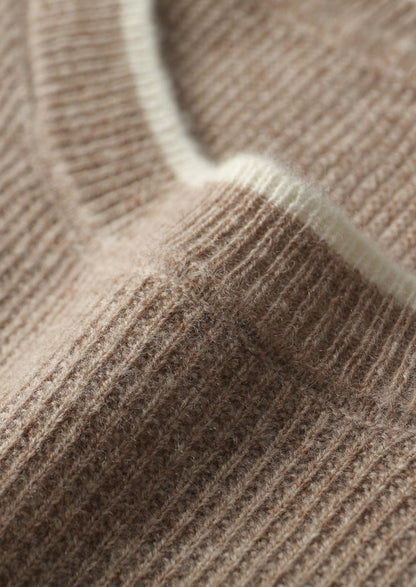 Pure Extra-Fine Merino Wool Contrast Crewneck, view 12