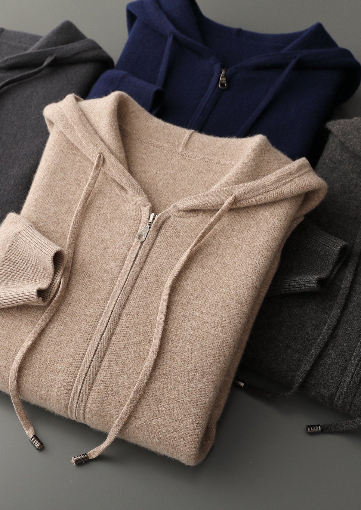 Pure Extra-Fine Merino Wool Zipper Hoodie, view 2