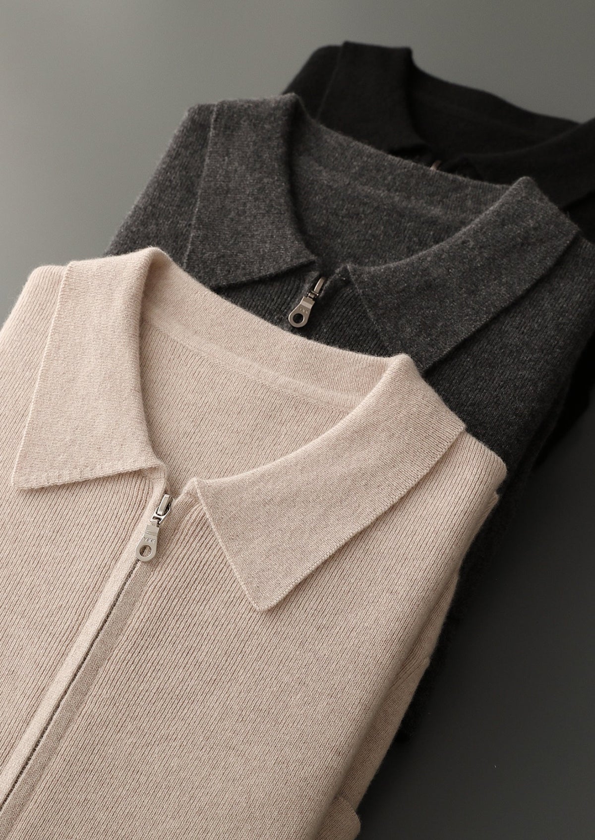 Pure Extra-Fine Merino Wool Zip Polo Cardigan, view 17