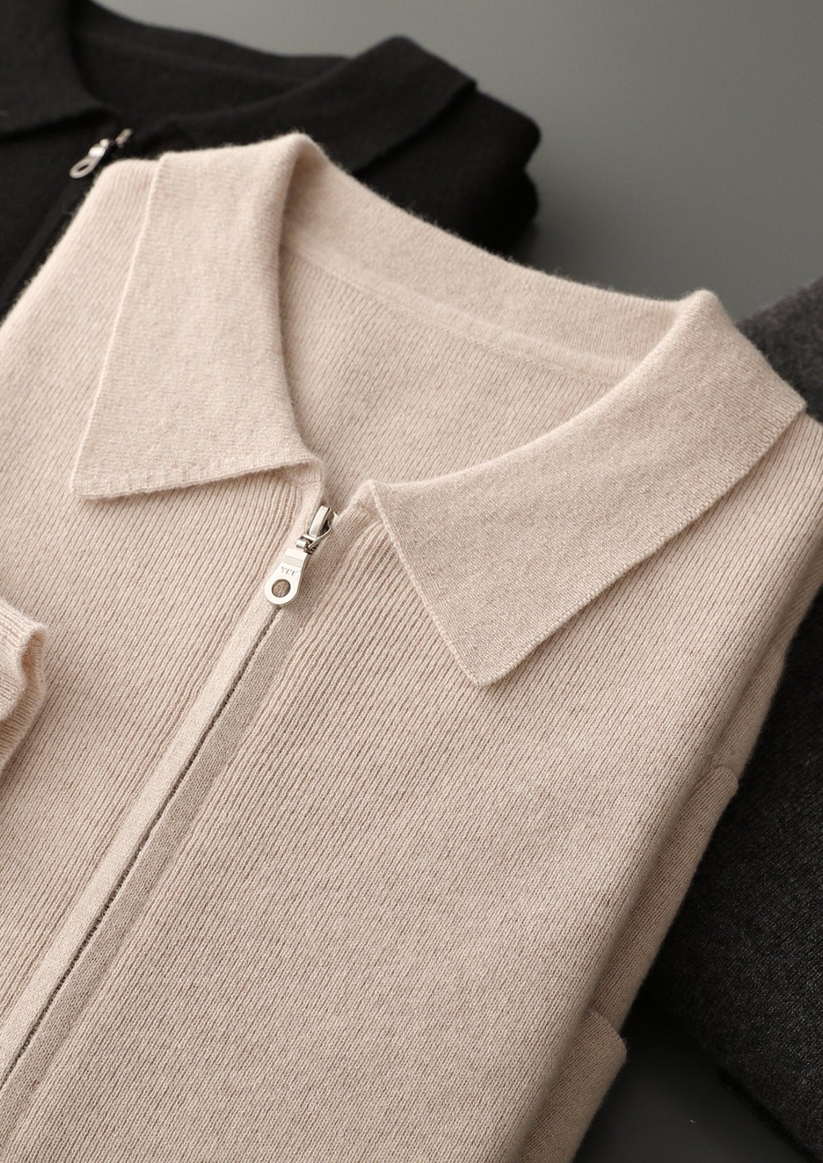 Pure Extra-Fine Merino Wool Zip Polo Cardigan, view 15