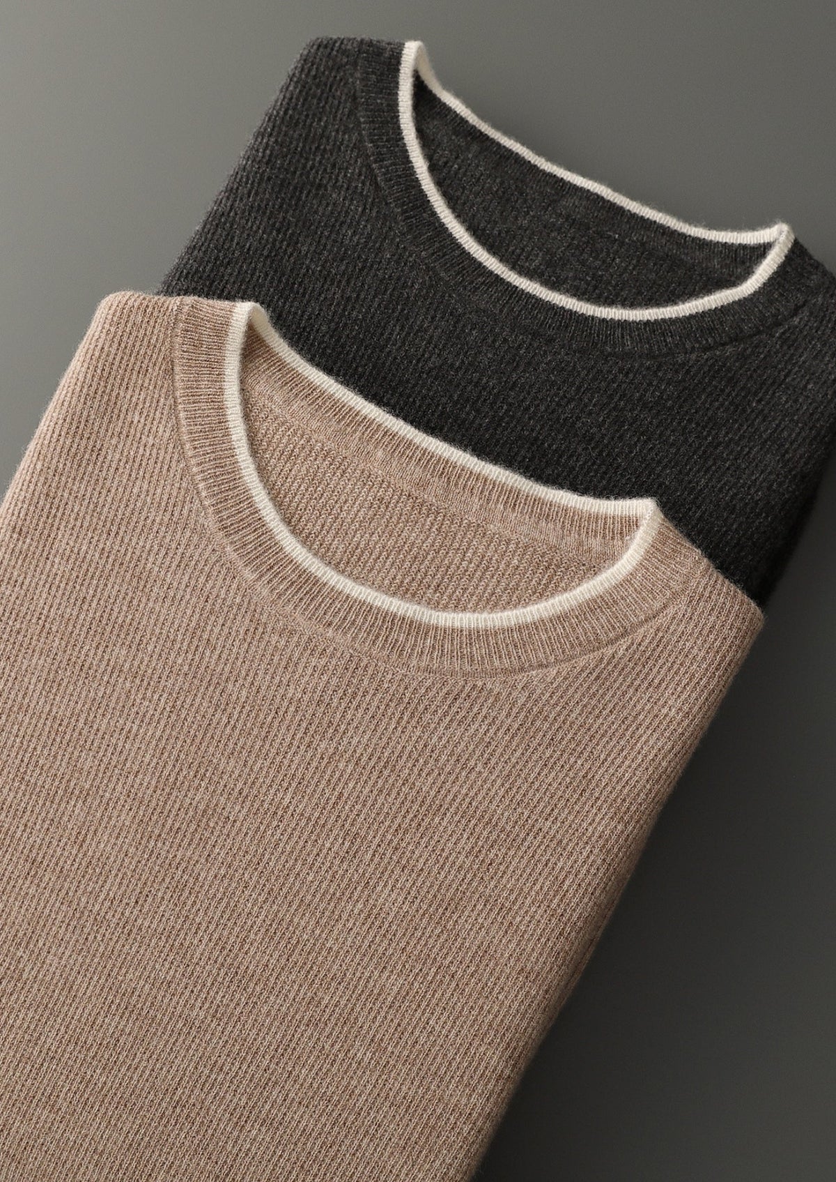 Pure Extra-Fine Merino Wool Contrast Crewneck, view 15