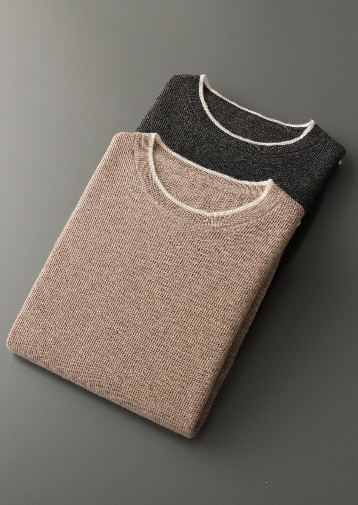 Pure Extra-Fine Merino Wool Contrast Crewneck, view 14