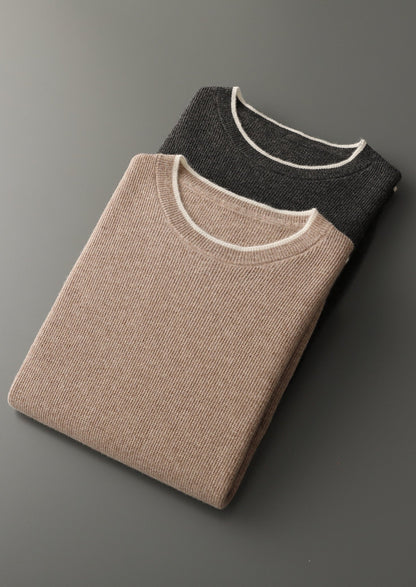 Pure Extra-Fine Merino Wool Contrast Crewneck, view 14