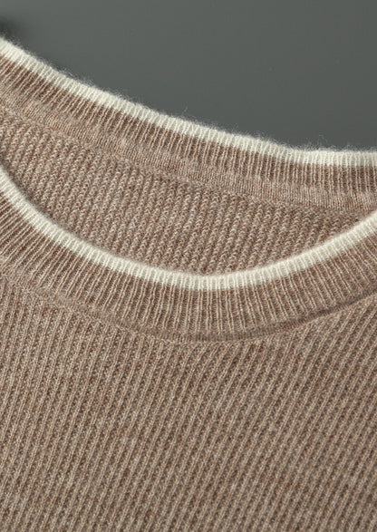 Pure Extra-Fine Merino Wool Contrast Crewneck, view 11