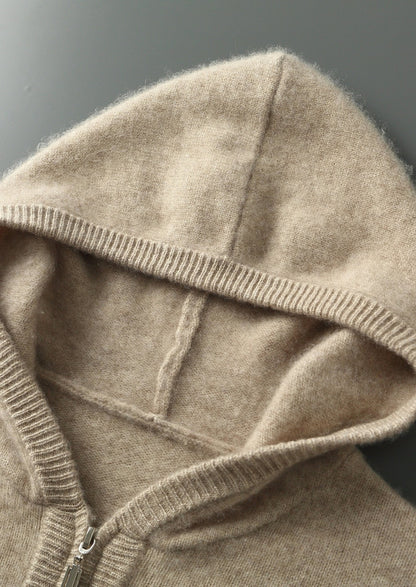 Pure Extra-Fine Merino Wool Quarter-Zip Hoodie, view 4