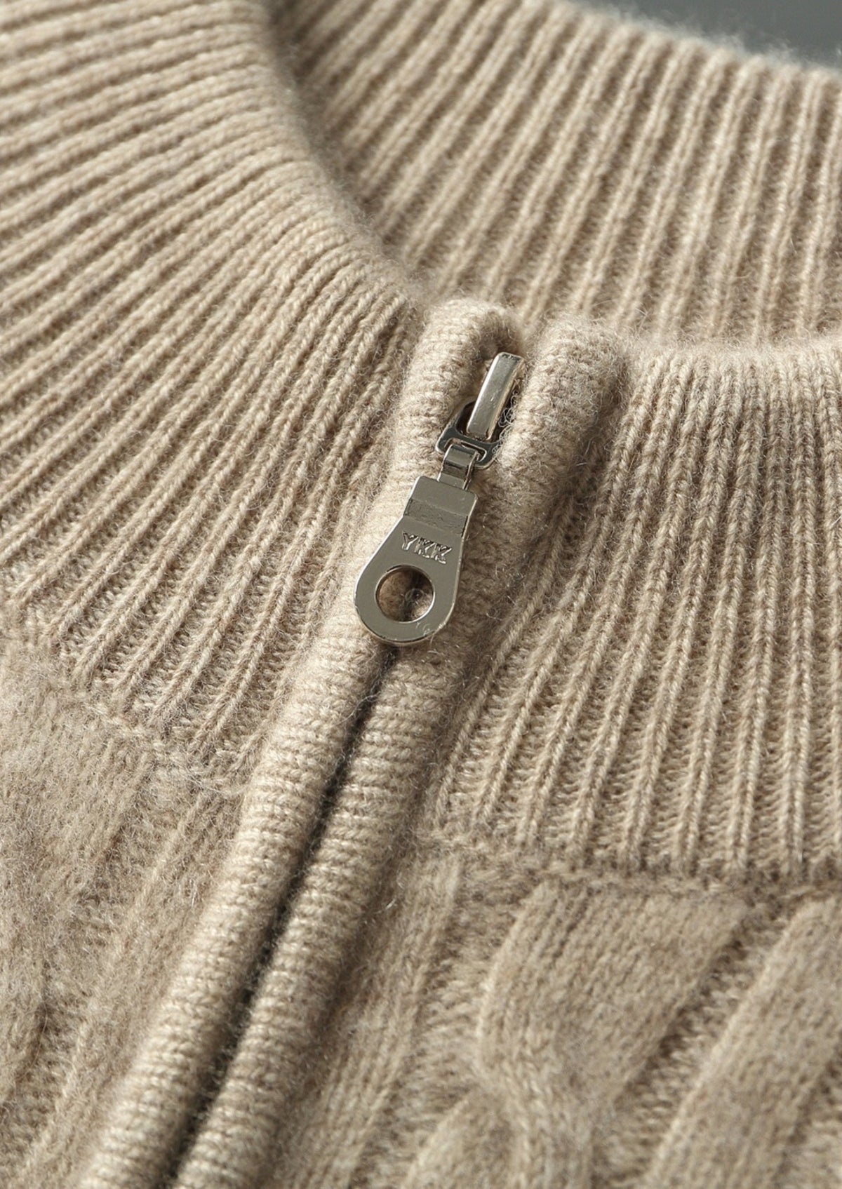 Pure Extra-Fine Merino Wool Cable Knit Zip Cardigan, view 5