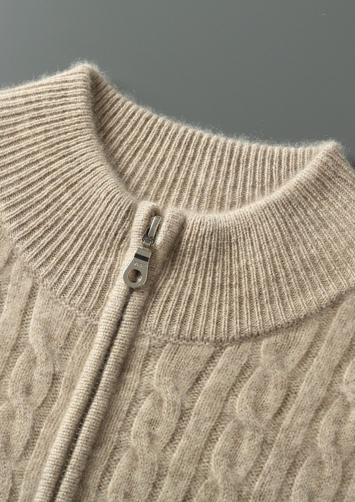 Pure Extra-Fine Merino Wool Cable Knit Zip Cardigan, view 4