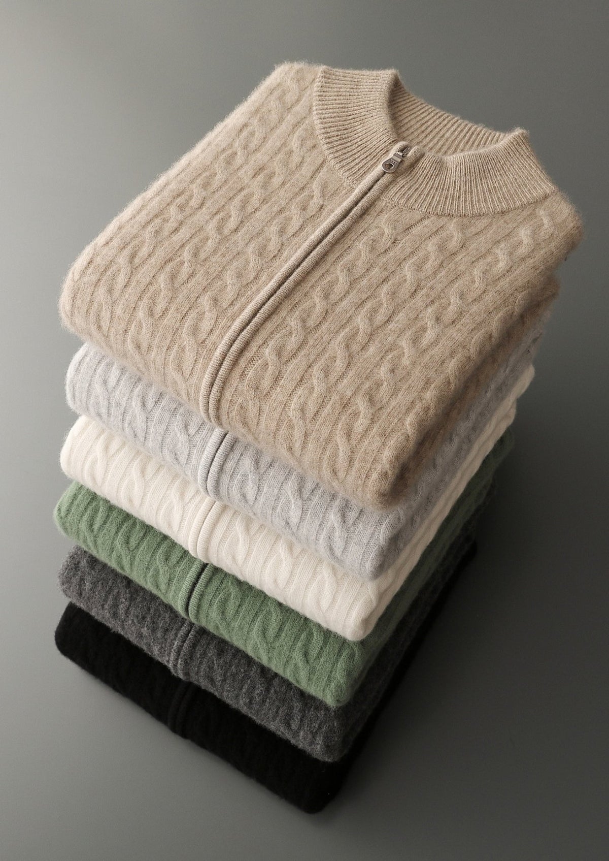 Pure Extra-Fine Merino Wool Cable Knit Zip Cardigan, view 18