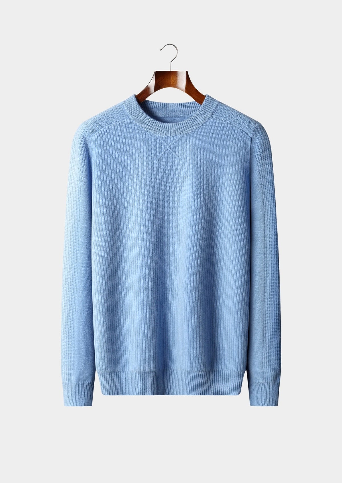 Pure Extra-Fine Merino Wool Ribbed Crewneck Sweater, view 11