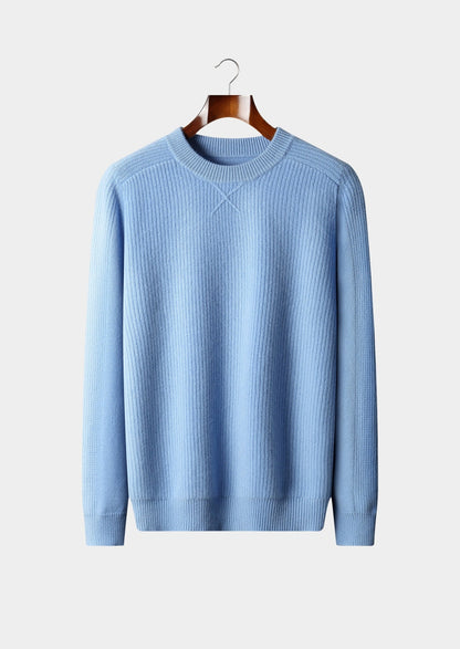 Pure Extra-Fine Merino Wool Ribbed Crewneck Sweater, view 11