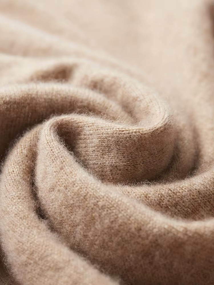 Pure Extra-Fine Merino Wool Beige Leisure Hoodie, view 6