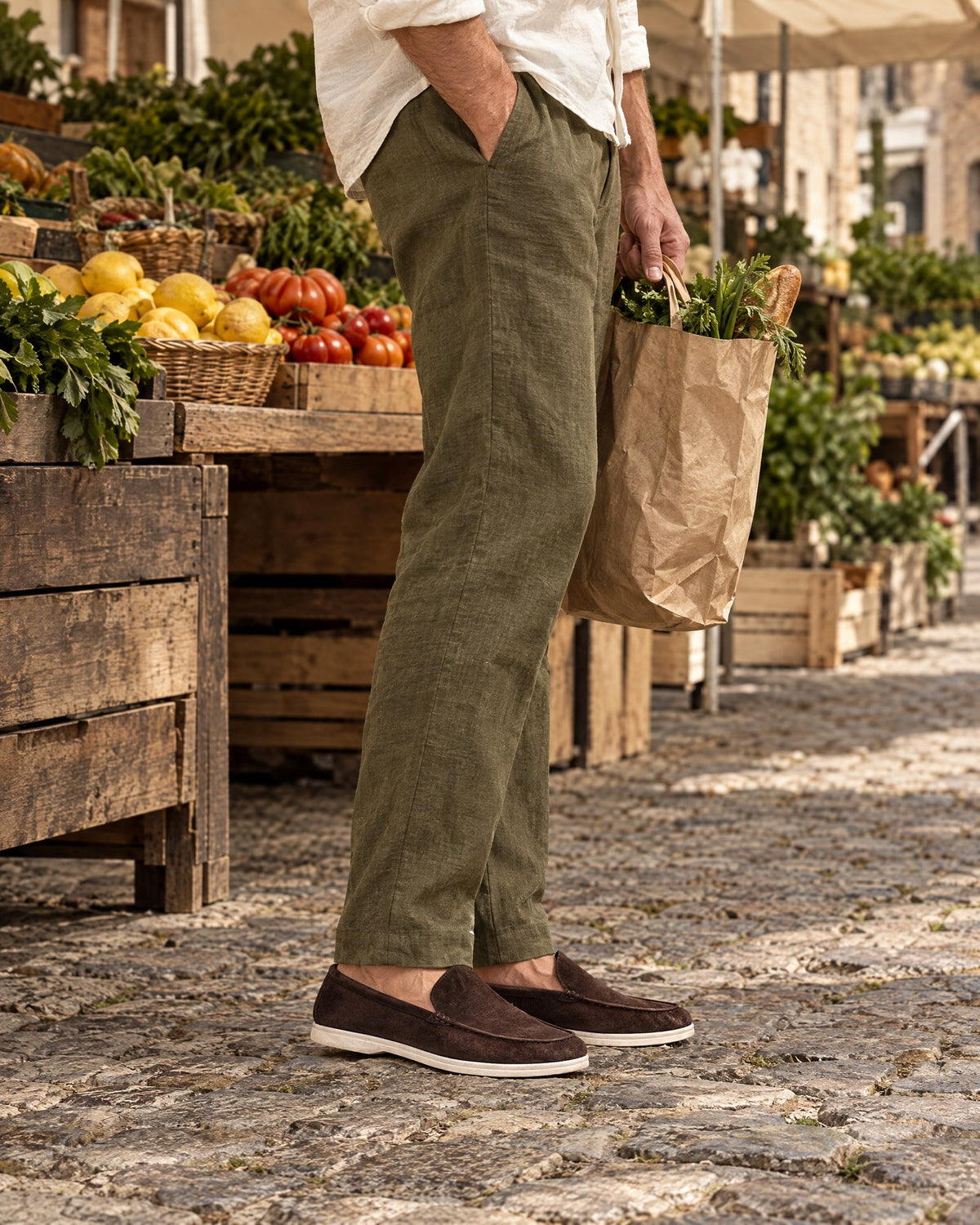 Anzio Loafer Coffee worn, second editorial scene