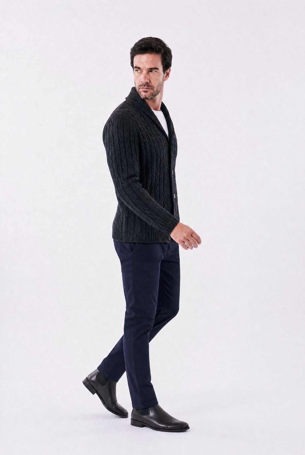 Aran Shawl-Collar Cardigan