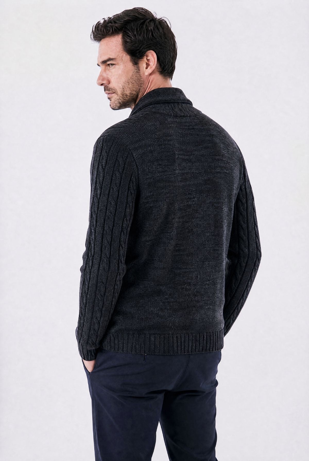 Aran Shawl-Collar Cardigan