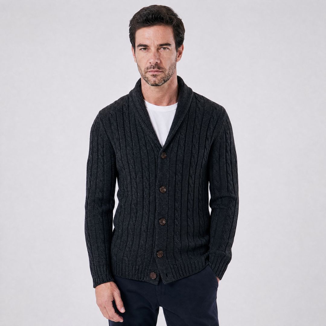 Aran Shawl-Collar Cardigan