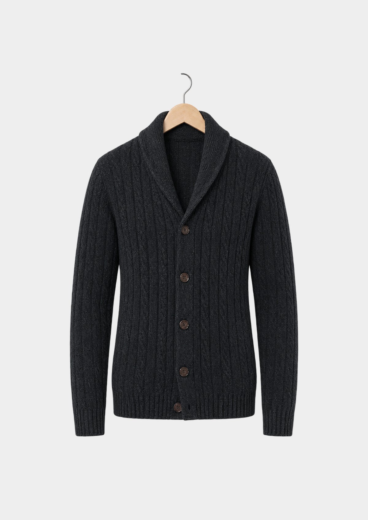 Aran Shawl-Collar Cardigan, front view