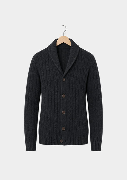 Aran Shawl-Collar Cardigan, front view