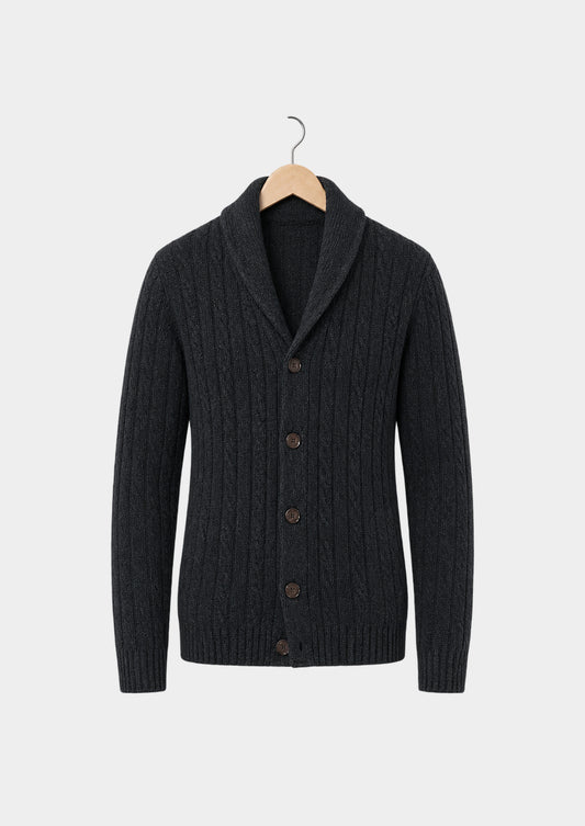 Aran Shawl-Collar Cardigan, front view