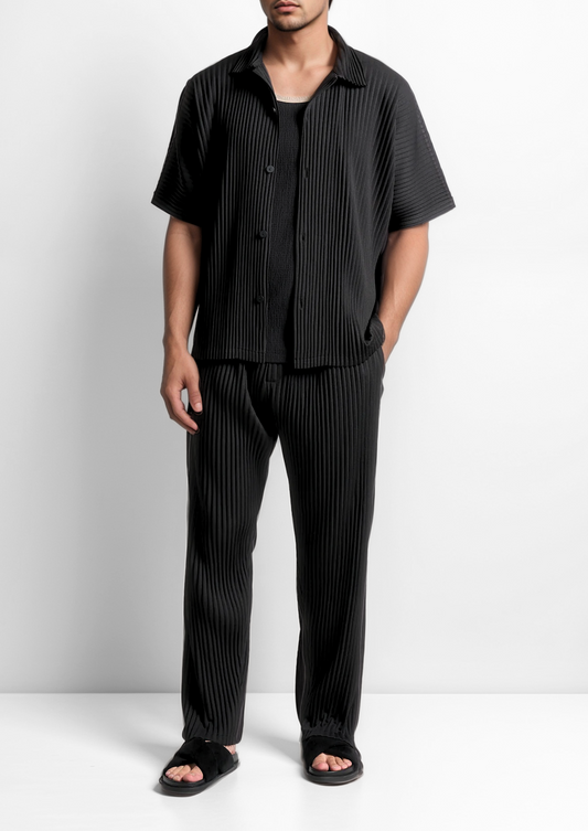 Black Pleated Summer Set, view 1