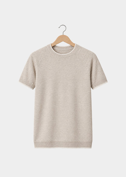 T-shirt Capri en lin à contraste beige, vue de face