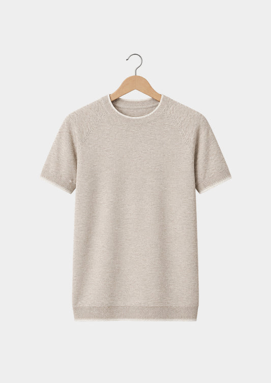 Camiseta Capri de lino con contraste beige, vista frontal
