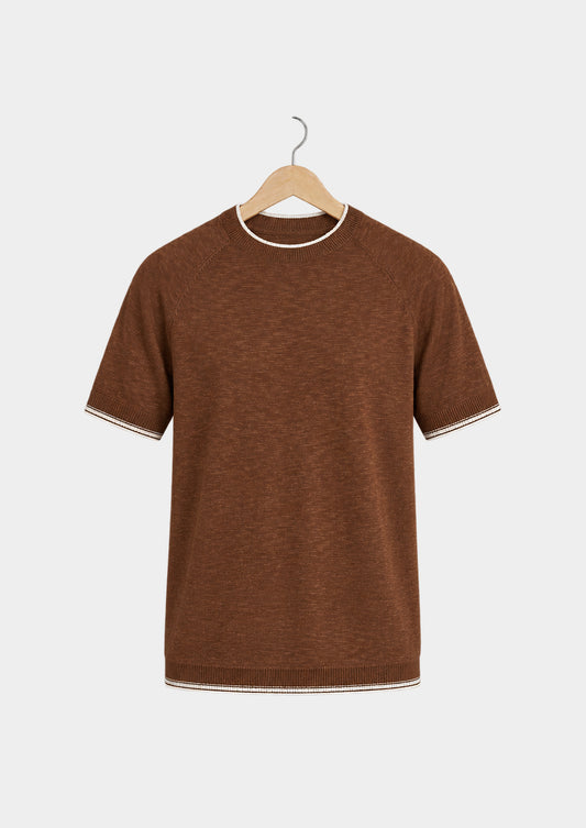 Camiseta Capri de lino con contraste caramelo, vista frontal