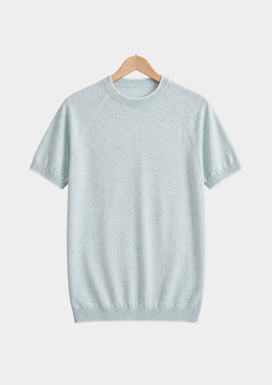 Camiseta Capri de lino con contraste azul hielo, vista frontal