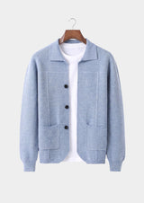 Pure Extra-Fine Merino Wool Light Blue Button Overshirt