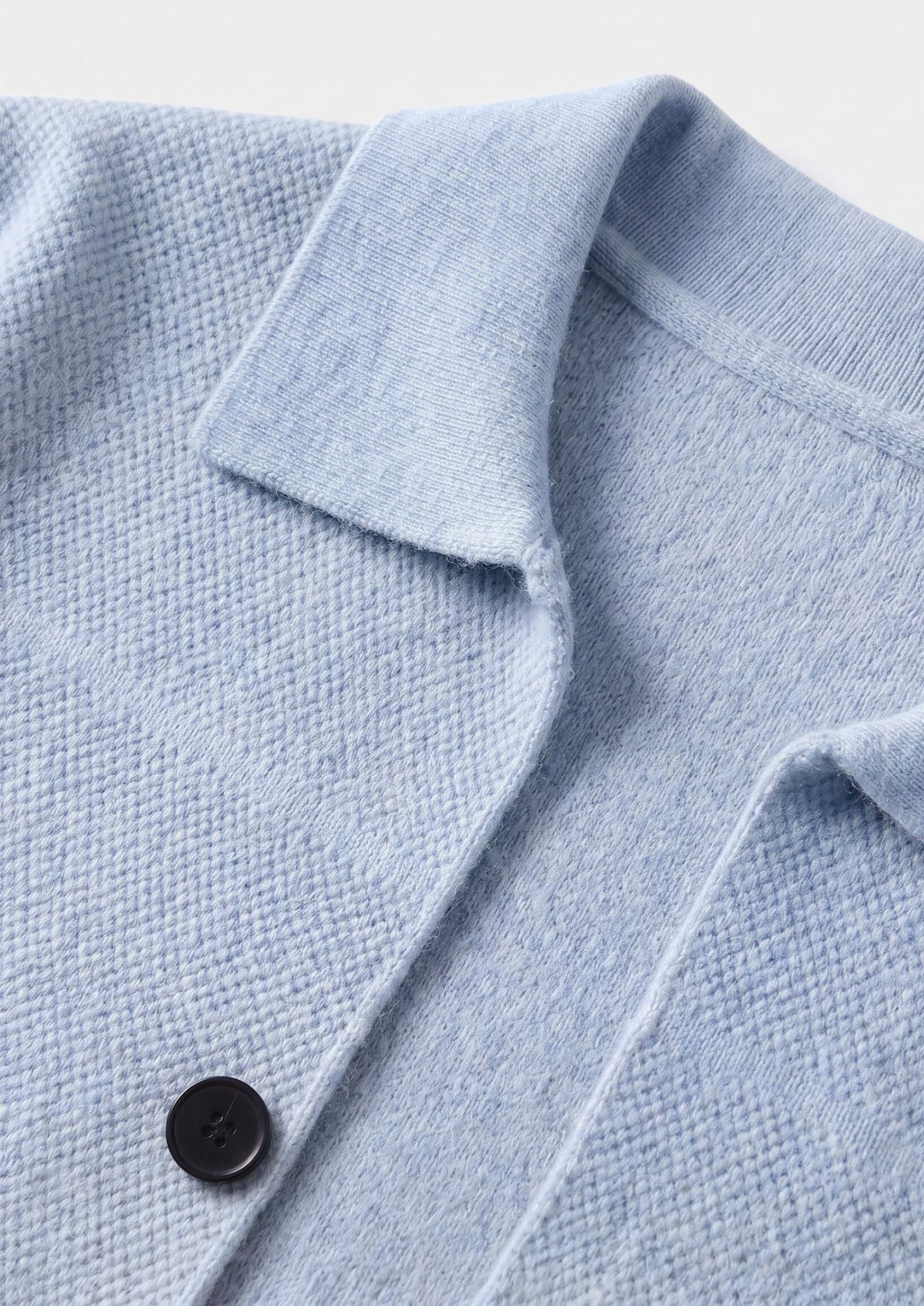 Pure Extra-Fine Merino Wool Light Blue Button Overshirt, view 3