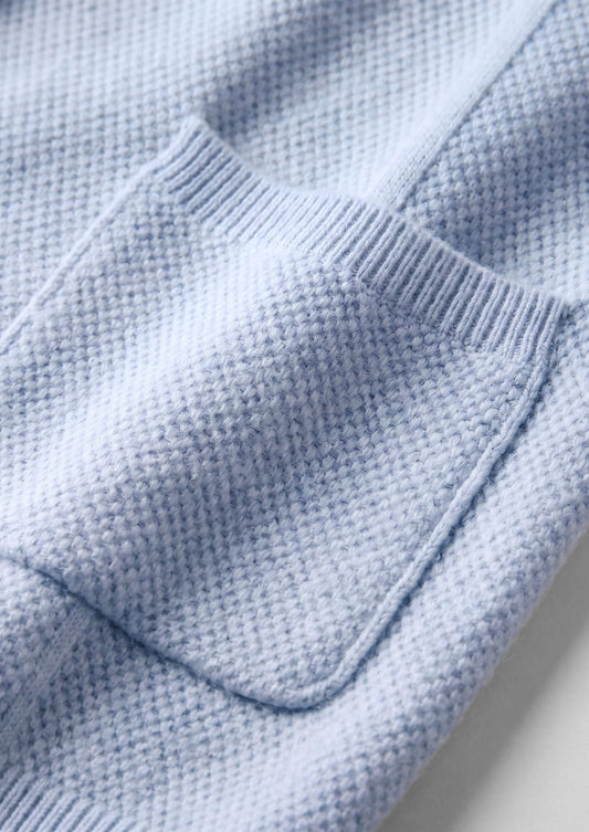 Pure Extra-Fine Merino Wool Light Blue Button Overshirt, view 2