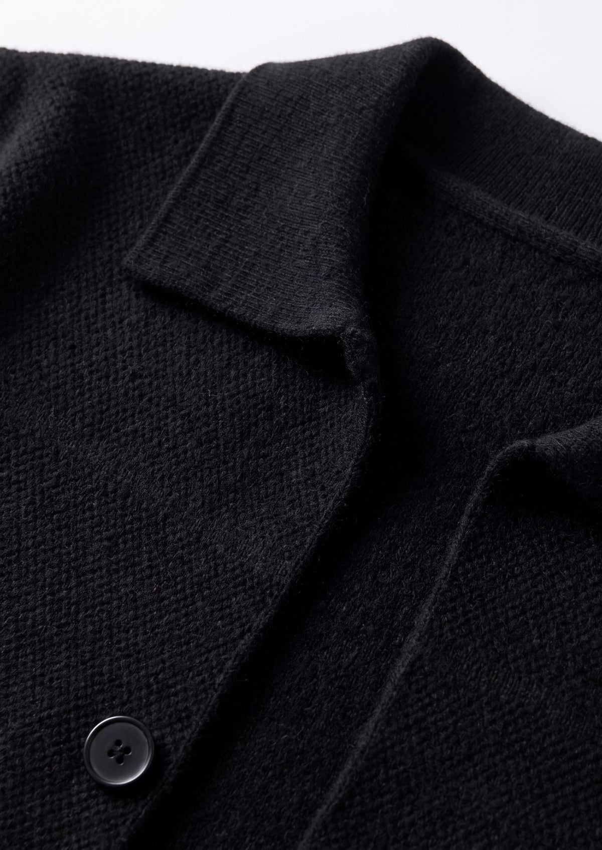 Pure Extra-Fine Merino Wool Black Button Overshirt, view 3