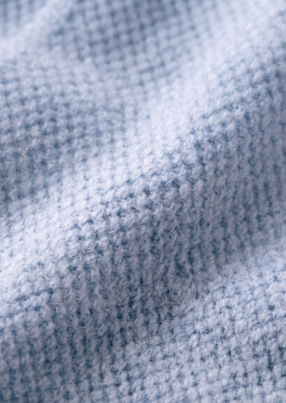 Pure Extra-Fine Merino Wool Light Blue Button Overshirt, view 4