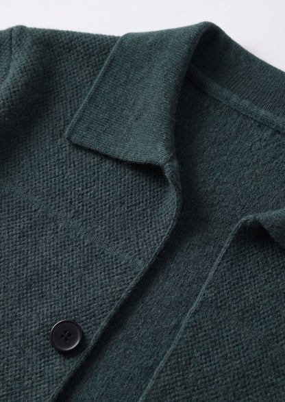 Pure Extra-Fine Merino Wool Sea Green Button Overshirt, view 3