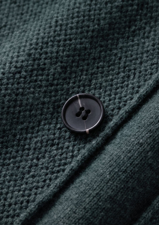 Pure Extra-Fine Merino Wool Sea Green Button Overshirt, view 2