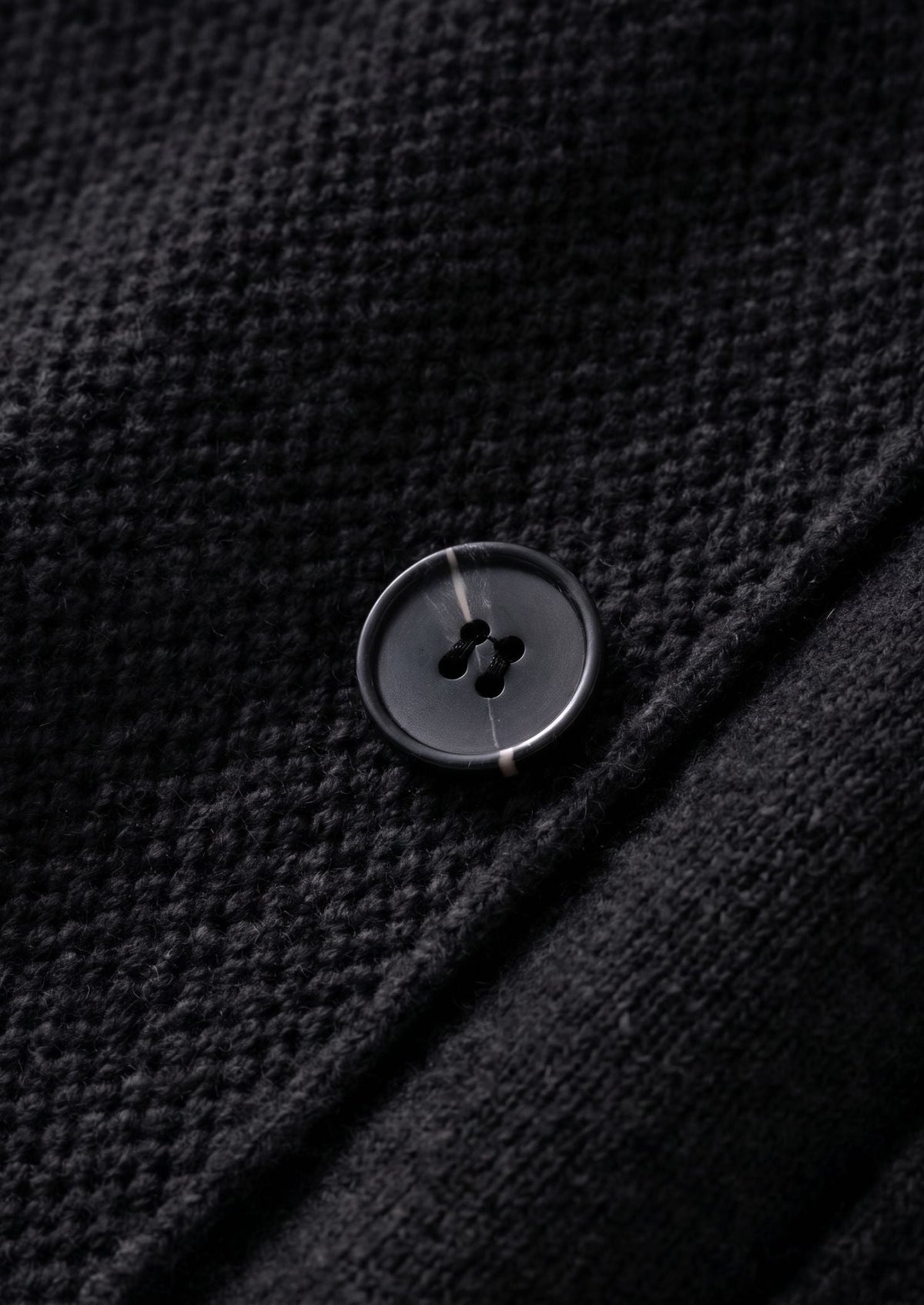 Pure Extra-Fine Merino Wool Black Button Overshirt, view 5
