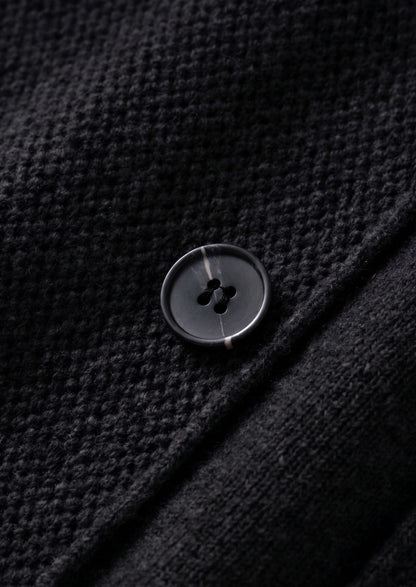 Pure Extra-Fine Merino Wool Black Button Overshirt, view 5
