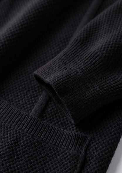 Pure Extra-Fine Merino Wool Black Button Overshirt, view 4