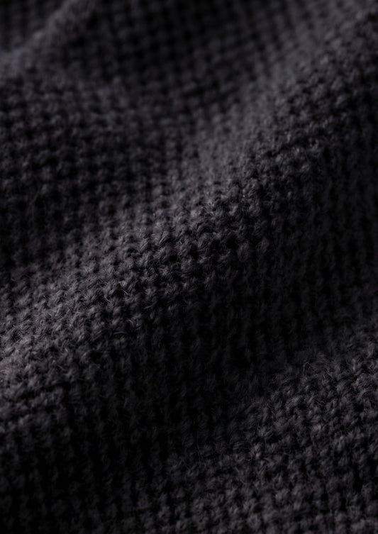 Pure Extra-Fine Merino Wool Black Button Overshirt, view 2