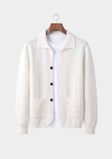 Pure Extra-Fine Merino Wool Ivory Button Overshirt