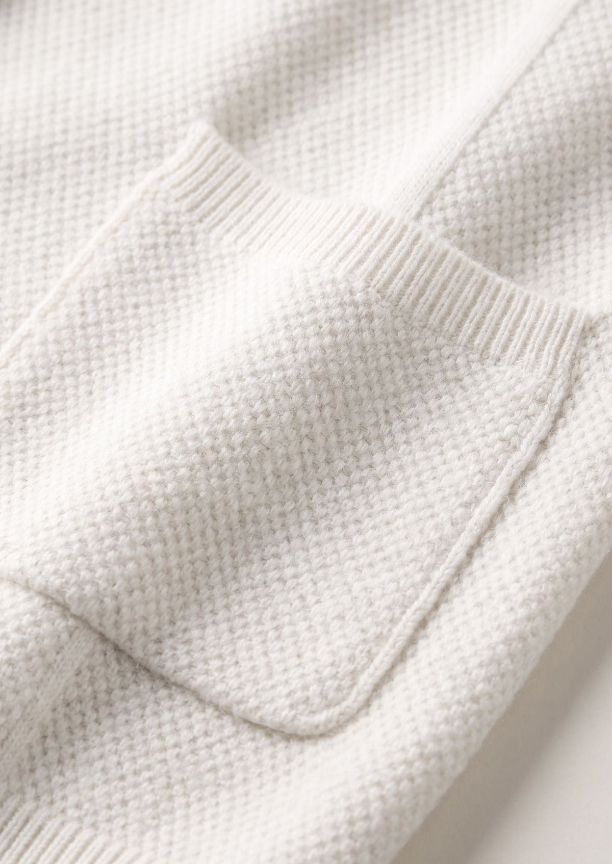Pure Extra-Fine Merino Wool Ivory Button Overshirt, view 2