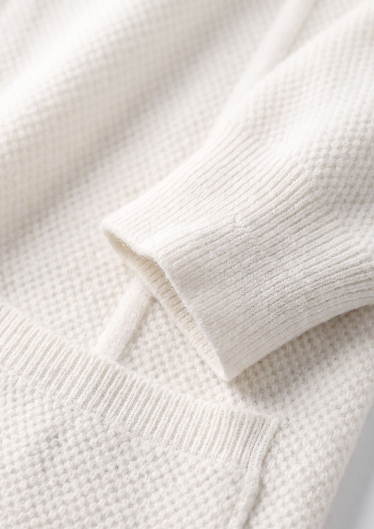 Pure Extra-Fine Merino Wool Ivory Button Overshirt, view 3