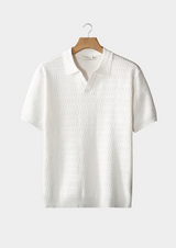 Polo en maille à motifs sans boutons blanc
